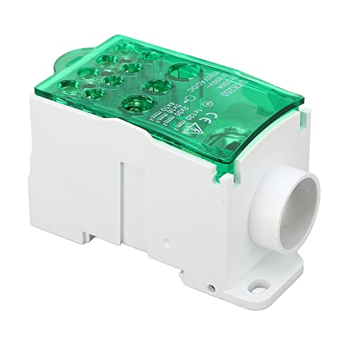 Klemme Blockanschlussbox, Ein -Pol -Leistungsverteilungsbox für Verschiedene Stromverteilungsbedürfnisse, 690 V 250A DIN -Schienenverteilungsbox mit PA66 Flammhemmungsmaterial (GREEN) von Asixxsix