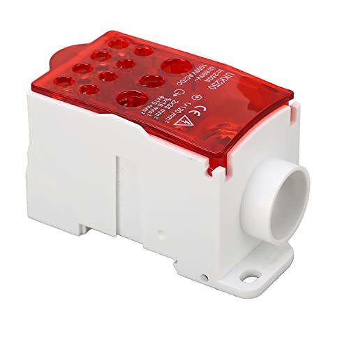 Klemme Blockanschlussbox, Ein -Pol -Leistungsverteilungsbox für Verschiedene Stromverteilungsbedürfnisse, 690 V 250A DIN -Schienenverteilungsbox mit PA66 Flammhemmungsmaterial (Rot) von Asixxsix