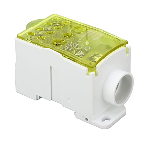 Klemme Blockanschlussbox, Ein -Pol -Leistungsverteilungsbox für Verschiedene Stromverteilungsbedürfnisse, 690 V 250A DIN -Schienenverteilungsbox mit PA66 Flammhemmungsmaterial (YELLOW) von Asixxsix