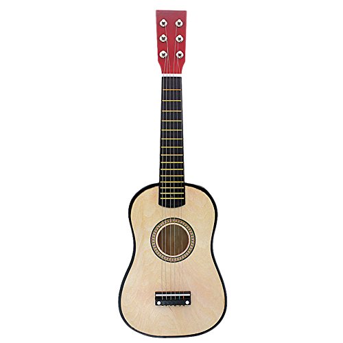 Musikinstrument Akustikgitarre 23 Zoll Kindergitarre, Musikalisches Spielzeug Kindergitarre aus Holz mit 1 Plektrum und 1 Aufbewahrungstasche für Kinder Anfänger (Holzfarbe) von Asixxsix