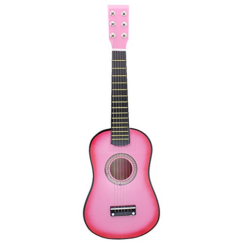 Musikinstrument Akustikgitarre 23 Zoll Kindergitarre, Musikalisches Spielzeug Kindergitarre aus Holz mit 1 Plektrum und 1 Aufbewahrungstasche für Kinder Anfänger (Rosig) von Asixxsix