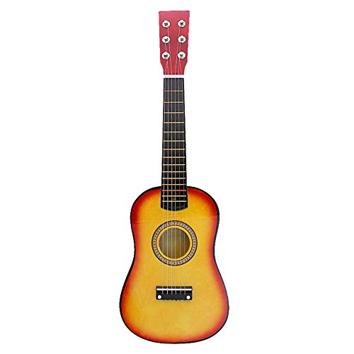 Musikinstrument Akustikgitarre 23 Zoll Kindergitarre, Musikalisches Spielzeug Kindergitarre aus Holz mit 1 Plektrum und 1 Aufbewahrungstasche für Kinder Anfänger (Sonnenuntergangsfarbe) von Asixxsix