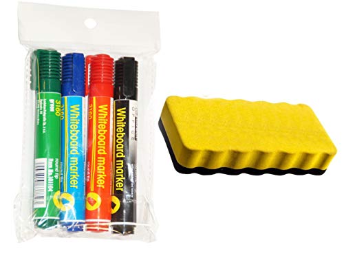 Askol Decomeister Whiteboard-Marker 4er-Set Schwarz Rot Blau Grün mit magnetischen Tafelwischer Whiteboard Set: Marker und Schwamm Reiniger Tafelwischer mit Magnet Magnetschwamm Whiteboardset Askol Decomeister Whiteboard-Marker 4er-Set Schwarz Rot Blau Grün mit magnetischen Tafelwischer Whiteboard Set: Marker und Schwamm Reiniger Tafelwischer mit Magnet Magnetschwamm Whiteboardset von Askol