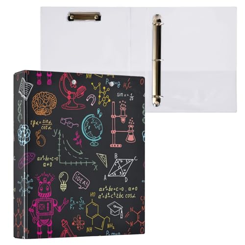 Aslsiy Science Education Doodle Roboterbuch mit 3 Ringen, 3,8 cm, rund, Klemmbrett, dekorativer Hardcover-Ordner, Organizer für Bürobedarf von Aslsiy