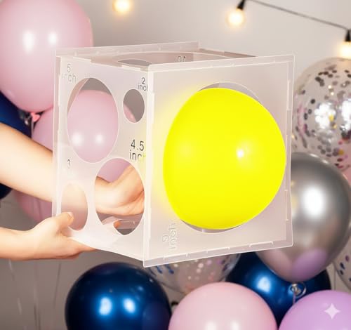 11 Löcher Ballon Sizer Cube Box, 2 bis 10 Zoll 11 Löcher Faltbare Ballons Sizer Messwerkzeug für Party Ballon Dekoration 2/3/3.5/4/4.5/5/6/7/8/9/10 Zoll für Ballonsäulen, Ballonbögen von Asofelk