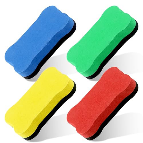 4 x Trockenradierer, Mini-Whiteboard-Radierer, Reiniger für Whiteboard, Trockenbrett, bunte Radiergummis für Lehrer, Zuhause, Kinder, Studenten, Klassenzimmer (6,9 x 3,8 cm) von Asofelk