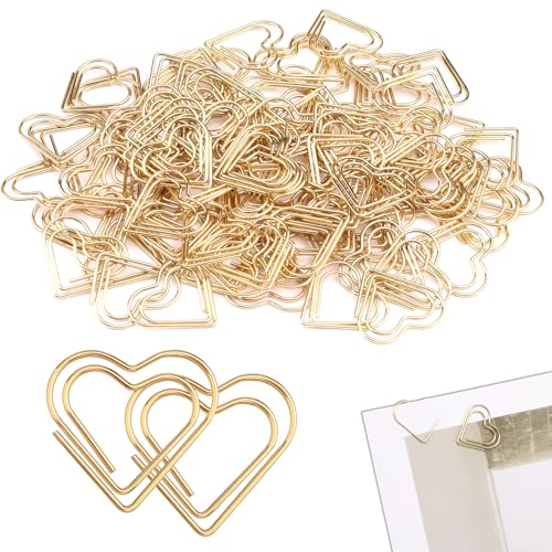 Mini-Lesezeichen in Liebesform, goldfarben, 2,4 cm, Metallherz-Büroklammern/Mini-Herz-Büroklammer für Dokumente, Notizen, herzförmige Büroklammern für Hochzeit, Basteln, 100 Stück Mini-Lesezeichen in Liebesform, goldfarben, 2,4 cm, Metallherz-Büroklammern/Mini-Herz-Büroklammer für Dokumente, Notizen, herzförmige Büroklammern für Hochzeit, Basteln, 100 Stück von Asofelk