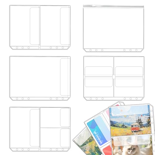 Transparente Dokumentenmappen, 12 Stück, transparente PVC-Beutel für lose Blätter, Ringbuch, Reißverschluss, lose Blätter, Einsteckhüllen für Büro, Ordner mit Reißverschluss für die Schule von Asofelk