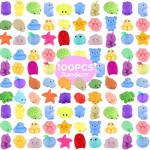 100 Pcs Mochi Squeeze Animal Toys (Random) Easter Egg Basket Fillers Kawaii Squeeeze Toy for Kids, Mini Soft Stress Relief Toy for Birthday Party Favors Classroom Prize, Pinata Loot Goodie Bag Fillers von Asona
