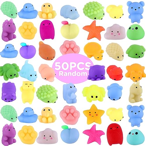 50 Pcs Mochi Squeeze Animal Toys (Random) Easter Egg Basket Fillers Kawaii Squeeeze Toy for Kids, Mini Soft Stress Relief Toy for Birthday Party Favors Classroom Prize, Pinata Loot Goodie Bag Fillers von Asona