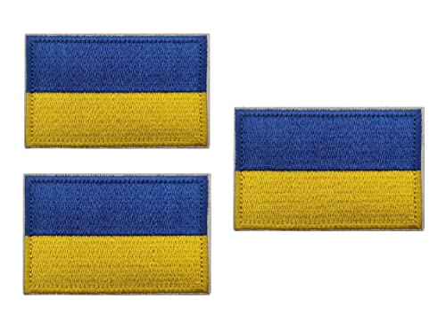Ukrainische Flagge, bestickt, UKR-Dreizack-Armband, Klettverschluss, Rückseite für Rucksack, Jacken, Kappen, Uniform, Mantel, Ärmel, Hut (3 randlose Flaggen) von Aspcsmomt