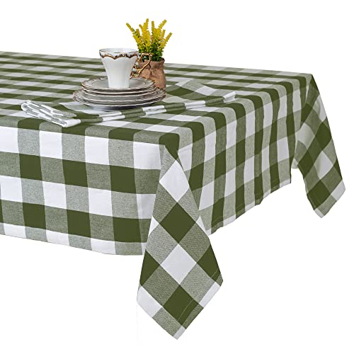 Tischdecke 140x240 - Robustes Tischtuch aus Baumwolle - Hochwertige Tischdecke grün kariert - Table Cloth - Waschbare Stofftischdecke mit 220g/m² von Asquare