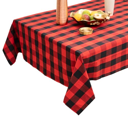 Tischdecke 140x240 - Robustes Tischtuch aus Baumwolle - Hochwertige Tischdecke rot kariert - Table Cloth - Waschbare Stofftischdecke mit 220g/m² von Asquare