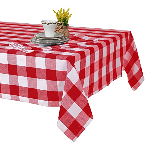 Tischdecke 140x240 - Robustes Tischtuch aus Baumwolle - Hochwertige Tischdecke rot kariert - Table Cloth - Waschbare Stofftischdecke mit 220g/m² Tischdecke 140x240 - Robustes Tischtuch aus Baumwolle - Hochwertige Tischdecke rot kariert - Table Cloth - Waschbare Stofftischdecke mit 220g/m² von Asquare