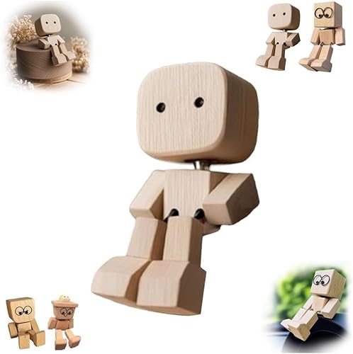Wackelnde Holzfigur - Handgefertigte Wackelnde Holzfiguren, Kreative Auto- und Bürodeko, Lustiges Geschenk, Schwankende Holzpuppe für Zuhause und Auto (A) von Asslye
