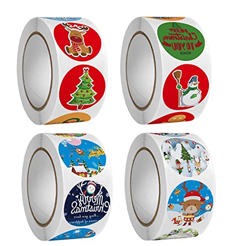 2000 Pcs Weihnachtsaufkleber Etikettenaufkleber Selbstklebendes Aufkleber Rund Aufkleber für Weihnachtskarten, Sammelalbum, Weihnachtsdekoration von AstarFavor