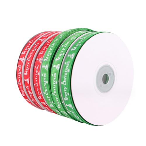 AstarFavor Schleifenband Weihnachten, 6 Rollen Dekobänder, 10mm Ripsband für Geschenk Dekoration (22m/Rollen), Rot und Grün (with rich Christmas elements), Polyester von AstarFavor