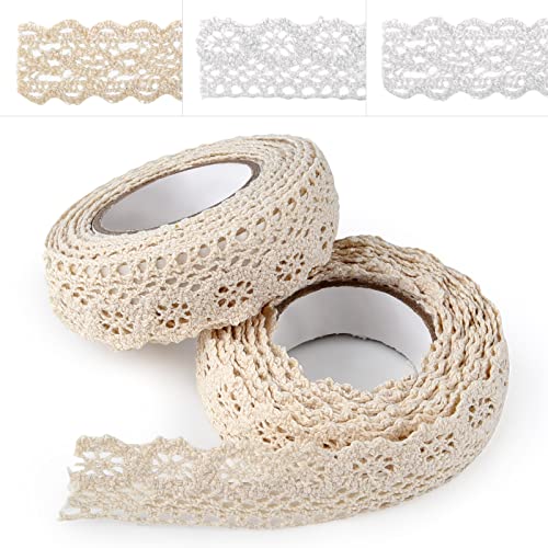 ASTARON Selbstklebende Spitze, Spitzenband im Vintage-Stil, Beige, selbstklebendes Zierband, Spitzenband, für Handwerk, Hochzeit, Dekoration, Scrapbooking, Geschenkbox(Stil A – Beige) von ASTARON