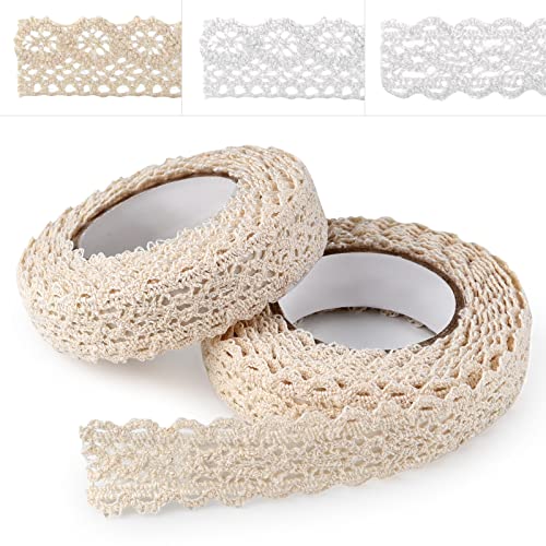 ASTARON Selbstklebende Spitze, Spitzenband im Vintage-Stil, Beige, selbstklebendes Zierband, Spitzenband, für Handwerk, Hochzeit, Dekoration, Scrapbooking, Geschenkbox (Stil B – Beige) von ASTARON