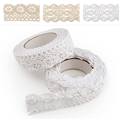 ASTARON Selbstklebende Spitze, Spitzenband im Vintage-Stil, Weiß, selbstklebendes Zierband, Spitzenband, für Handwerk, Hochzeit, Dekoration, Scrapbooking, Geschenkbox (Stil A – Weiß) von ASTARON