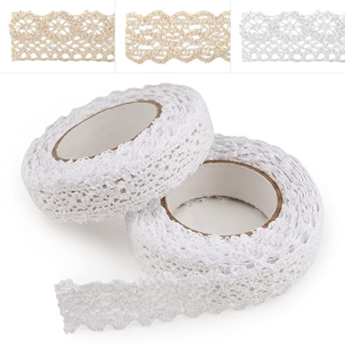 ASTARON Selbstklebende Spitze, Spitzenband im Vintage-Stil, Beige, selbstklebendes Zierband, Spitzenband, für Handwerk, Hochzeit, Dekoration, Scrapbooking, Geschenkbox (Stil B – Weiß) von ASTARON