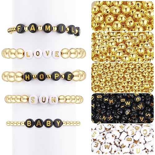 ASTER 1100 Stück Buchstabenperlen, 4mm 6mm 8mm Perlen Gold zum Auffädeln mit Weiß und Schwarz Buchstaben Perlen Set, A-Z Buchstaben Bastelnperlen für DIY Armbänder Halsketten Schmuck Herstellung ASTER 1100 Stück Buchstabenperlen, 4mm 6mm 8mm Perlen Gold zum Auffädeln mit Weiß und Schwarz Buchstaben Perlen Set, A-Z Buchstaben Bastelnperlen für DIY Armbänder Halsketten Schmuck Herstellung von ASTER