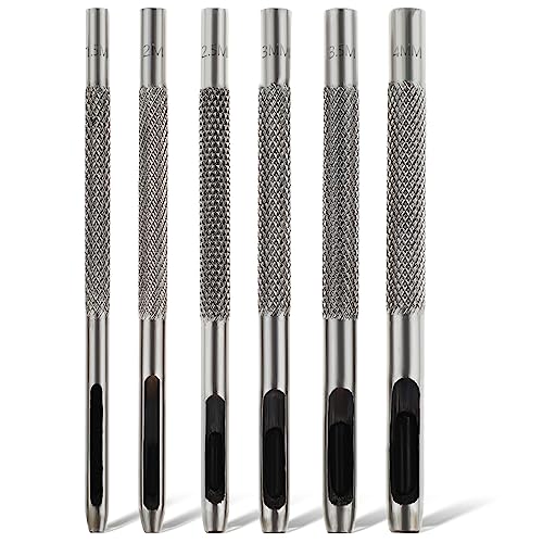 6 Stück Locheisen Set, 1,5mm /2mm /2,5mm /3mm /3,5mm /4mm Leder Stanzwerkzeug Set, Runde Hohl Punch Set, Lochstanzer Edelstahl Locheisensatz für Uhrenarmband Leinwand Papier Kunststoff 6 Stück Locheisen Set, 1,5mm /2mm /2,5mm /3mm /3,5mm /4mm Leder Stanzwerkzeug Set, Runde Hohl Punch Set, Lochstanzer Edelstahl Locheisensatz für Uhrenarmband Leinwand Papier Kunststoff von ASTER
