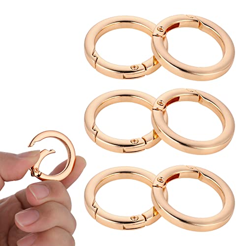 Aster 6 Stück Karabinerhaken Gold Runde Karabiner, 25mm O-Ring Schlüsselanhänger Frühling Snap Clips Ersatzteile, Ringkarabiner für Strap Kette Schlüsselkette Rucksack DIY Handwerk Zubehör von ASTER