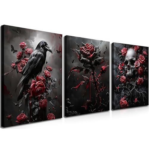 AstraGlam Halloween Diamond Painting Set für Erwachsene, 5D Gothic Diamant Malerei 3 Stück Set, DIY Vollbohrer Diamond Art Bilder, Wanddekoration für Zuhause, Kunsthandwerk (30x40cm) von AstraGlam
