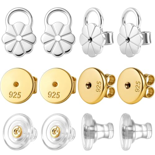 AstraGlam Ohrstecker Verschluss für hängende Ohren und Schwere Ohrringe – 6 Stück Ersatz Sicherungsverschlüsse aus Metall für empfindliche Haut, Earring Backs Safety Backs, Ohrringheber von AstraGlam