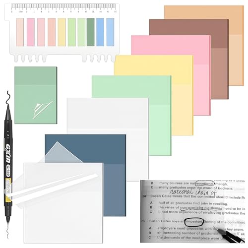AstraGlam Sticky Notes Transparent mit Haftlaschen Marker-Stift, 10er Pack Klare Haftnotizen, Starke Haftung, Wasserfeste Post it Transparent für Studium, Bücher, Büro Schulbedarf von AstraGlam