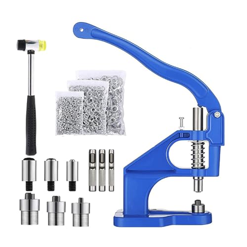 AstraLoom Handstanzwerkzeug-Set mit 3 Matrizen (6/10/12 mm), 3000 Ösen und Hammer – Hochwertige Ösenpresse für Stoff, Leder, Planen und mehr (Blau) von AstraLoom