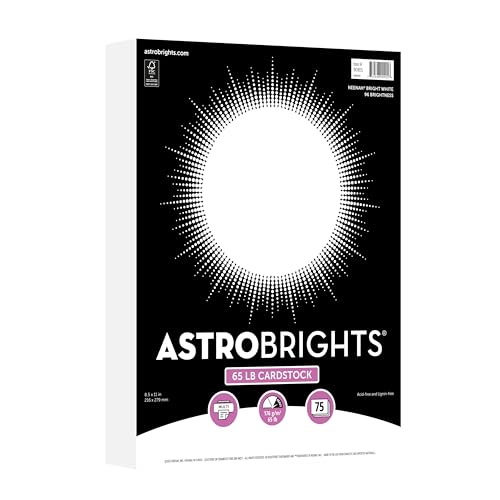 Astrobrights/Neenah Bright White Cardstock, 21,6 x 27,9 cm, 29,5 kg/176 g/m², Weiß, 75 Blatt (90905-02) – Verpackung kann variieren von Astrobrights