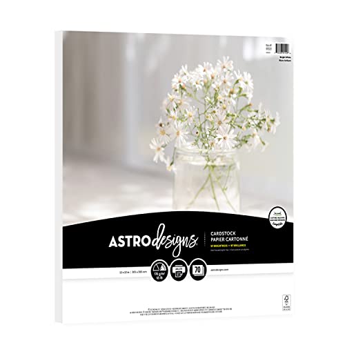 Astrodesigns Bastelkarton, 30,5 x 30,5 cm, 29,5 kg/176 g/m², helles Weiß, 70 Blatt (91522) von Astrodesigns