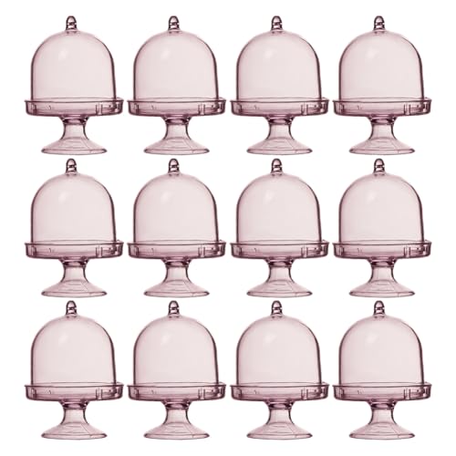 Asudaro 12 Stück Süßigkeitenschachtel Kunststoff Candy Box Treat Decorative Candy Storage Boxes Muffinglocke Candy Flaschen für Gastgeschenk Box Hochzeit Tischdeko Geburtstag Party Zylinder Form pink von Asudaro