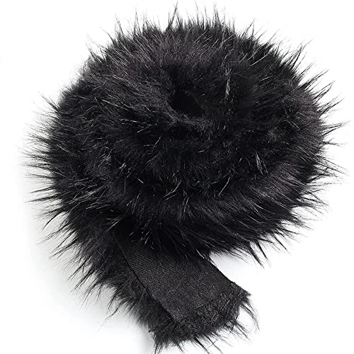 Asudaro 1M Plüsch Pelzstoff Dekoband Furry Faux Precut Strips Band Plüsch Trim Stoffrolle Weiches Kunstfellband Pelz Stoff Schnitte Flauschige Pelz Patches ideal zum Basteln Nähen Dekor Schwarz von Asudaro