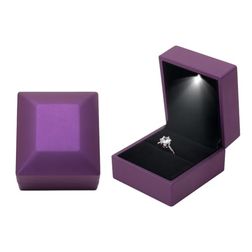 Asudaro LED Jewelry Box, 2Stück Ring Box mit LED Licht Schwarzer Quadratischer Samt Ring Box Tragbare Aufbewahrungsbox Beleuchtete Ring/Anhänger/Armband/Halskette Schmuck Box Lila Asudaro LED Jewelry Box, 2Stück Ring Box mit LED Licht Schwarzer Quadratischer Samt Ring Box Tragbare Aufbewahrungsbox Beleuchtete Ring/Anhänger/Armband/Halskette Schmuck Box Lila von Asudaro