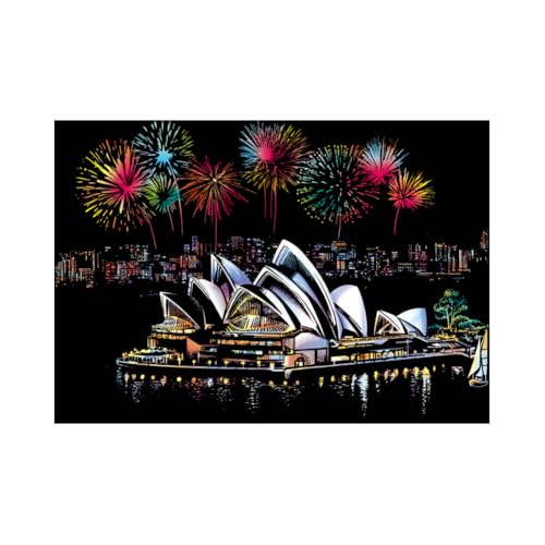 Kratzmalerei Painting Malpapier,Malerei Skizze,City Night Scene, Scratch Painting kreative Geschenk, Scratchboard Kunst,Gravur Art & Craft Set, Scratch Painting,mit 3 Werkzeugen (Sydney Opera House) Kratzmalerei Painting Malpapier,Malerei Skizze,City Night Scene, Scratch Painting kreative Geschenk, Scratchboard Kunst,Gravur Art & Craft Set, Scratch Painting,mit 3 Werkzeugen (Sydney Opera House) von Asudaro