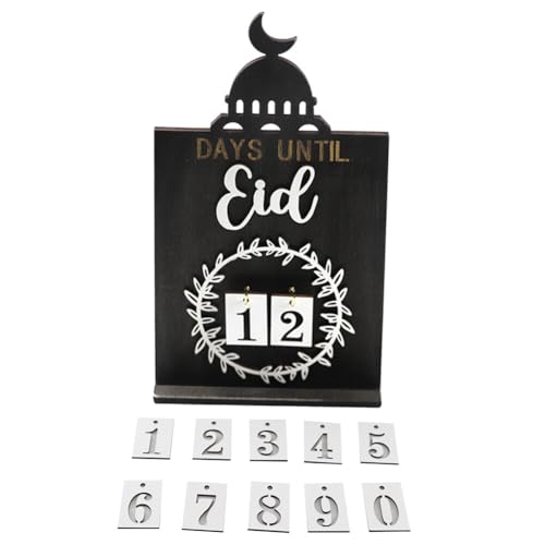 Ramadan Kalender aus Holz,Asudaro Eid Mubarak DIY Countdown-Kalender Desktop Ornament Hölzerne Feiertag Countdown-Kalender Dekoration Austauschbare Zahlen Ramadan Kalender Dekoration Schwarz von Asudaro