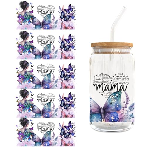 UV DTF Tasse Wrap Transfer Sticker,Asudaro 5Blätter Rub on Sticker Aesthetic Wasserdicht Floral Theme Transfer Sticker Transferfolie für 16oz Glasbecher Glas Tassen Dekor Pflanze Aufkleber Typ 4 von Asudaro