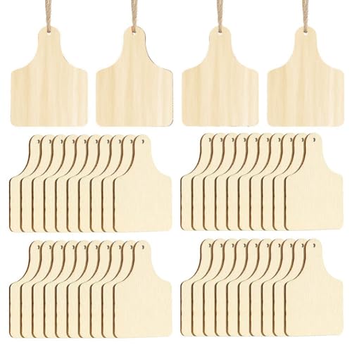 Asuinxurr 120 Stück Hölzerne Kuh-Ohrmarken mit Seilen für DIY-Bastelarbeiten, Weihnachtsfeier-Dekoration Asuinxurr 120 Stück Hölzerne Kuh-Ohrmarken mit Seilen für DIY-Bastelarbeiten, Weihnachtsfeier-Dekoration von Asuinxurr