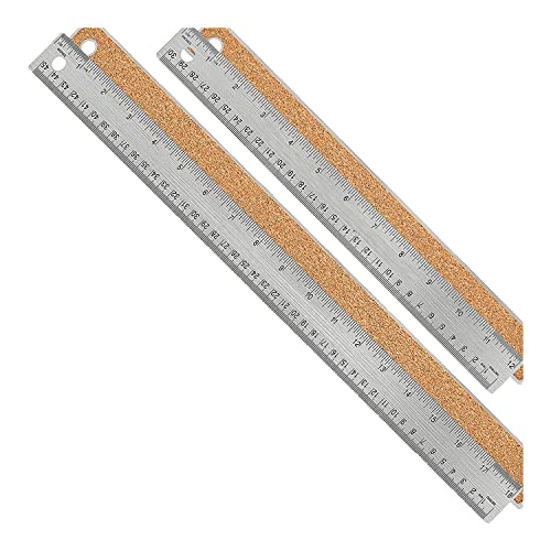Asuinxurr Metalllineal, Rutschfestes Lineal mit Korkrückseite: (12 + 18) Edelstahllineal, Rutschfeste Lineale mit - und Zentimeterangaben von Asuinxurr