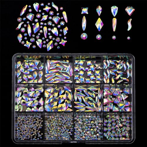 1 Box Nagel-Anhänger für Nägel, flache Rückseite, Strasssteine, gemischte Größen, Glasdekorationen, Kunstverzierung, professionelle Kunstwerkzeuge von Asukohu