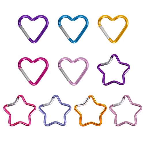 10 x Herz-Stern-Federschnapp-Clip, Aluminiumlegierung, Schlüsselanhänger, Karabiner, Schlüsselanhänger, Taschenclip, Haken-Verbindungsstücke 10 x Herz-Stern-Federschnapp-Clip, Aluminiumlegierung, Schlüsselanhänger, Karabiner, Schlüsselanhänger, Taschenclip, Haken-Verbindungsstücke von Asukohu