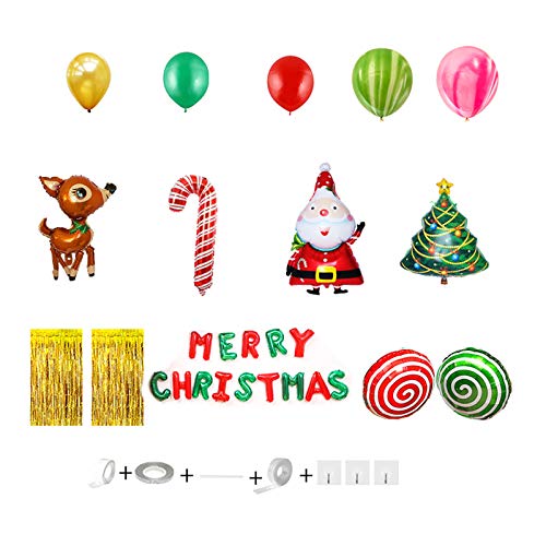 163 Stück/Set Frohe Weihnachten Luftballons Weihnachtsmann Elch Baum Latex Folienballon Neujahr Party Home Dekorationen Latex Ballons 12,7 cm Baby von Asukohu