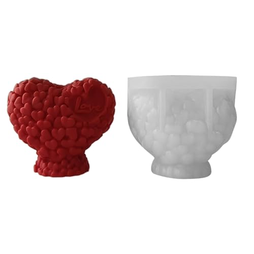 3D-Liebesherz Silikon-Kerzenform zum Selbermachen, handgefertigt, kreative Aromatherapie, Gips, Harz, Seifenherstellung, Zubehör, Set, Heimgeschenke von Asukohu