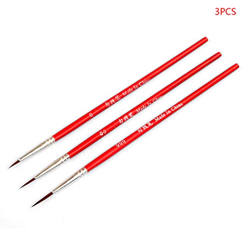 3pcs 0 00 000 Hakenlinie Stift Professionelle Feine Tipps Zeichnungsbürsten Für Acrylpinsel Pinsel Set Set von Asukohu