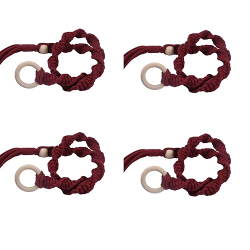 4 Stück geflochtene Baumwollseil-Vorhang-Raffhalter, Fensterdrapierbänder, Bauernhäuser, handgewebte Vorhanghalter mit Holzringen, Vorhanghalter 4 Stück geflochtene Baumwollseil-Vorhang-Raffhalter, Fensterdrapierbänder, Bauernhäuser, handgewebte Vorhanghalter mit Holzringen, Vorhanghalter von Asukohu