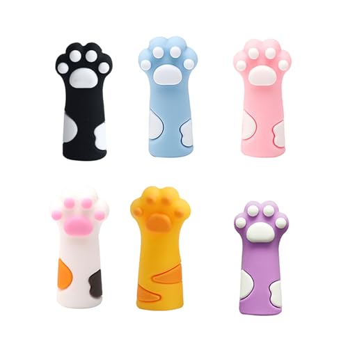 Asukohu 6 x Katzenklauen-Bleistiftkappen, Silikon, Kaufeste Silikonkappen, Holzstifte, Verlängerungshalter, Katzen von Asukohu