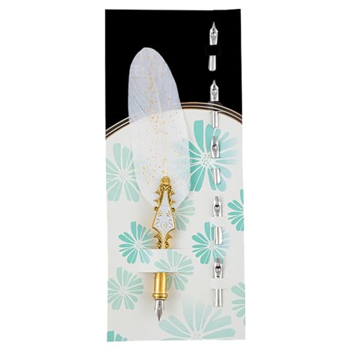 Asukohu Antiker Dip-Stift, 5 austauschbare Spitzen, Set für Anfänger, Vintage, Dip-Stift zum Schreiben, Zeichnen, Kunst, Illustraions, Signieren Asukohu Antiker Dip-Stift, 5 austauschbare Spitzen, Set für Anfänger, Vintage, Dip-Stift zum Schreiben, Zeichnen, Kunst, Illustraions, Signieren von Asukohu